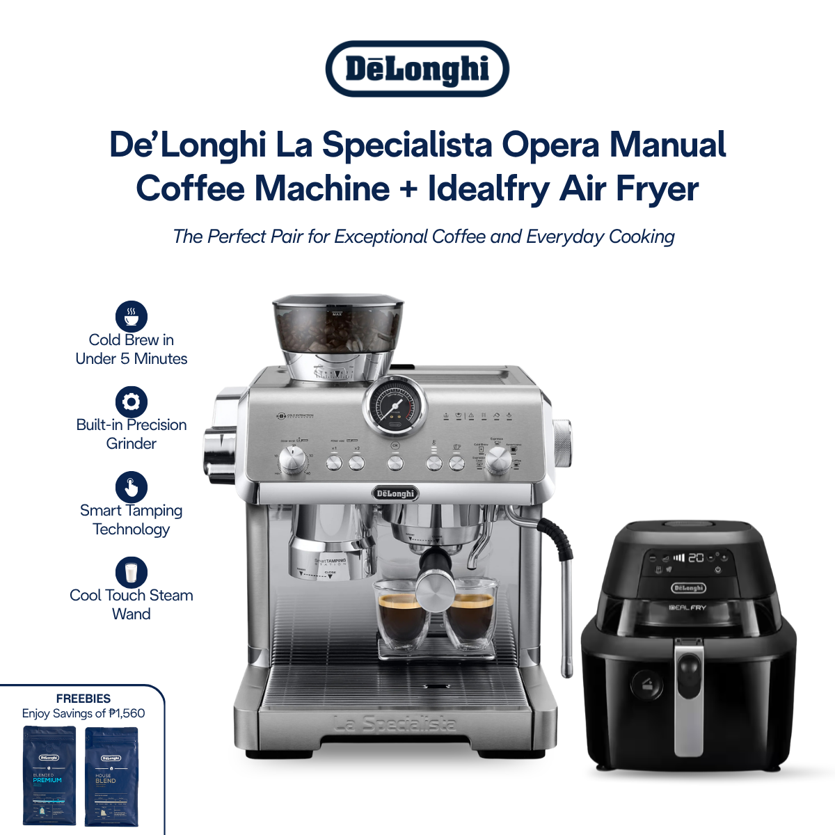 La Specialista Opera Metal EC9555.M with Idealfry Air Fryer FH2394 | Pair & Save Bundle